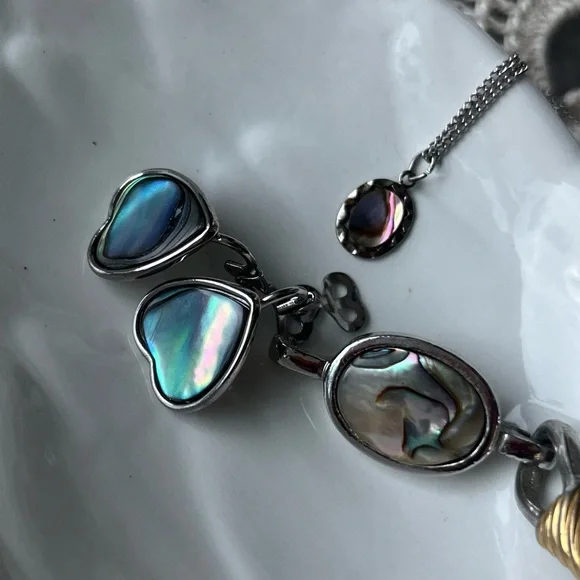 Vintage Abalone Pearl Jewelry Set~Earrings, Necklace, Bracelet - Picture 8 of 16